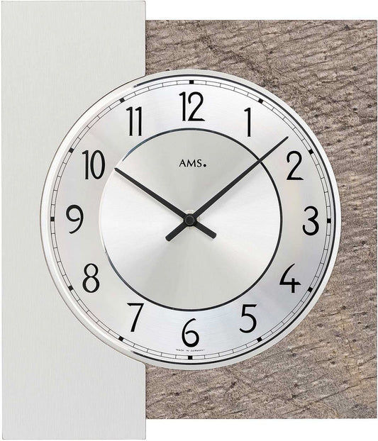 AMS Wall Clock 29x25x5 cm Wood • Modern Design • Arabic Numerals