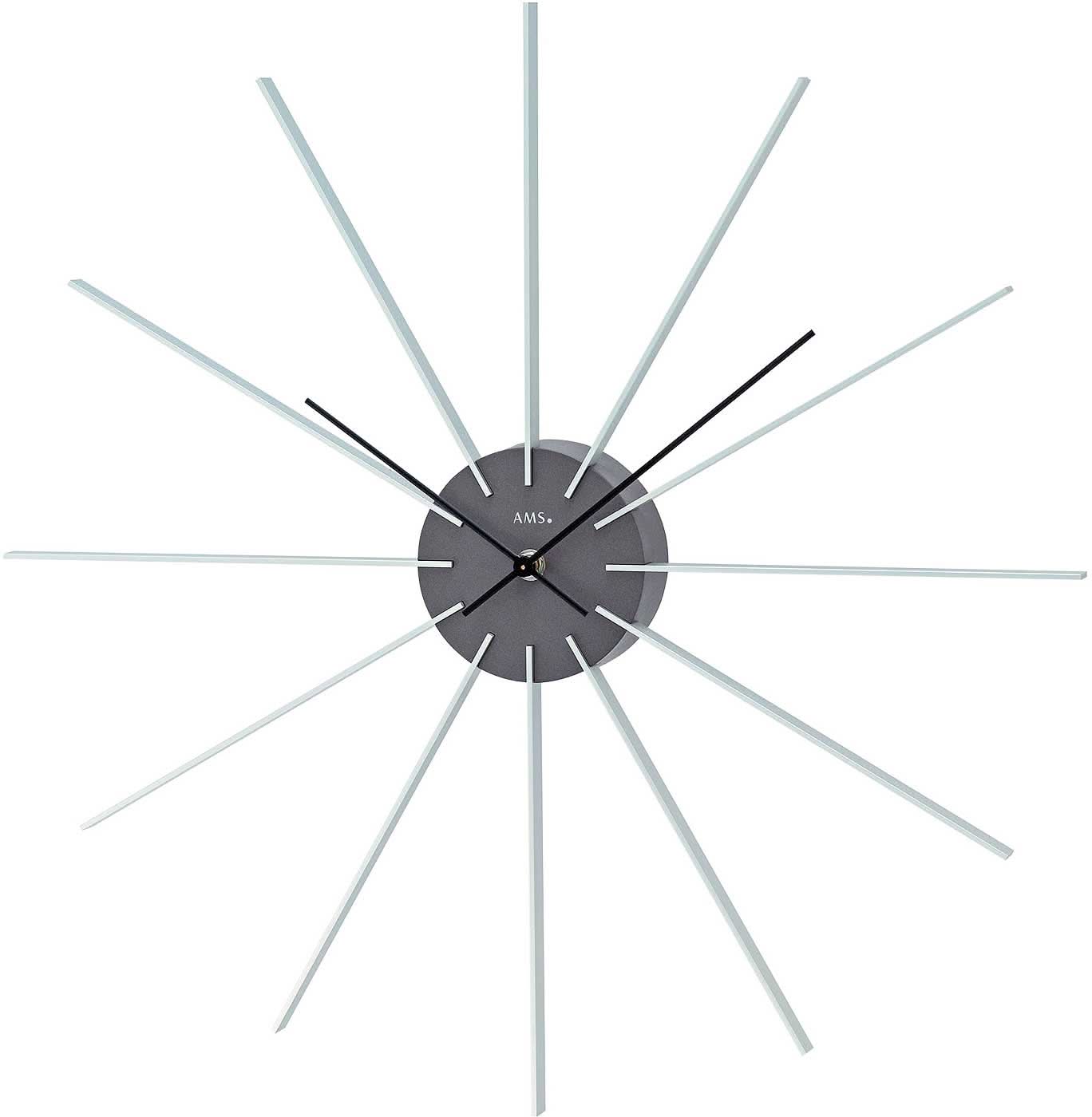 AMS Wall Clock 50 cm Ø Plastic, Aluminum • Like sun rays • Precise