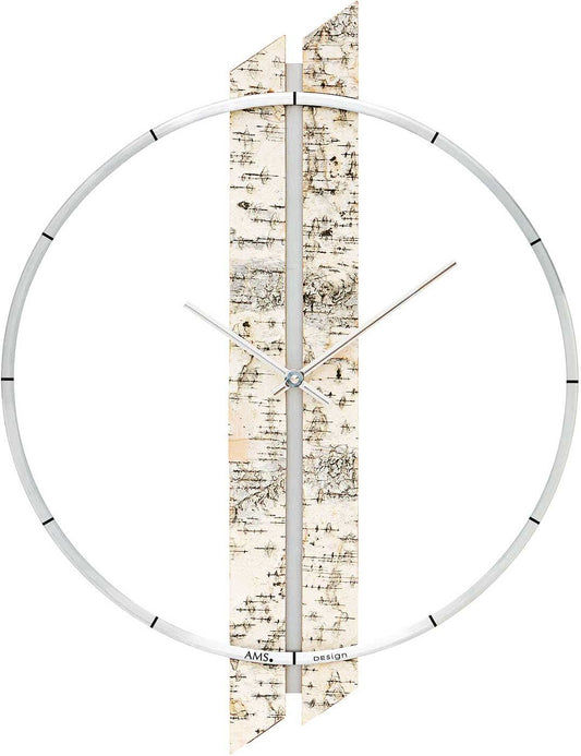 AMS Wanduhr 53x40x5 cm Holz • Modernes Design • Präzises Quarzwerk