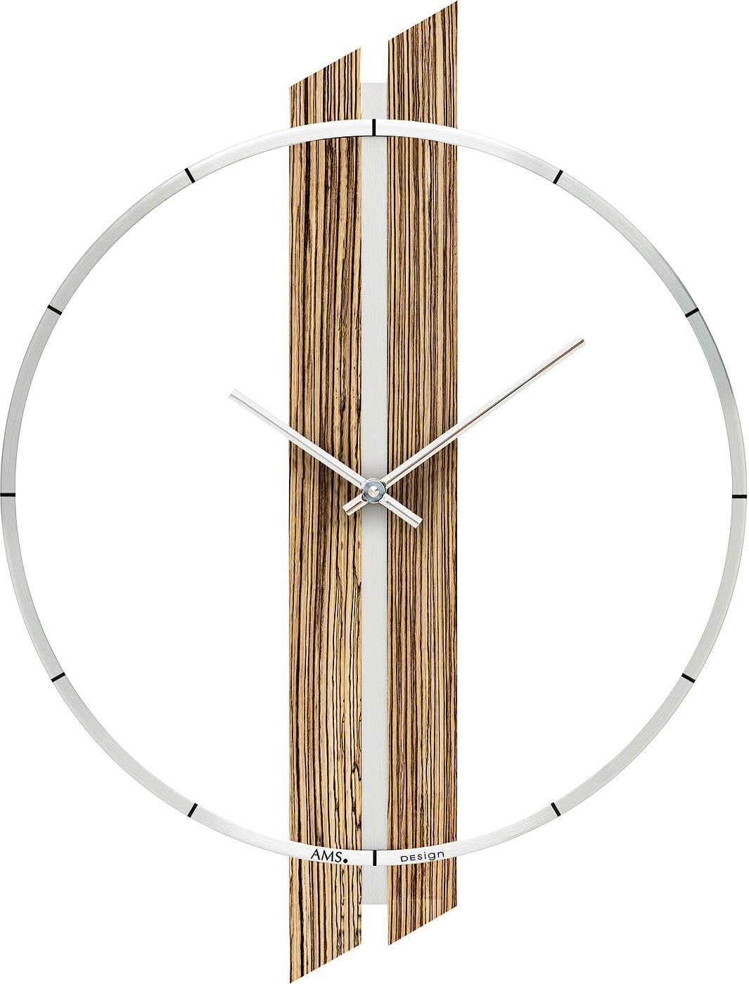AMS Wanduhr 53x40x5 cm Holz • Modernes Design • Quarzwerk