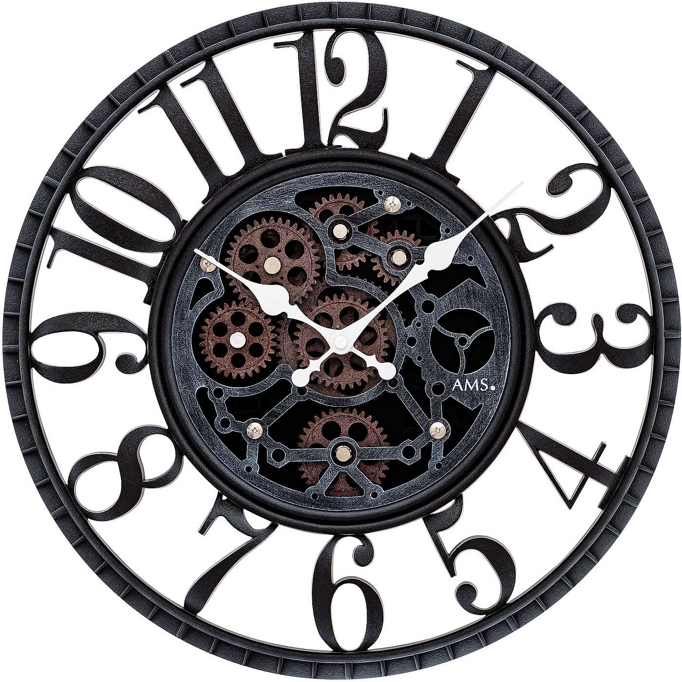 AMS Wanduhr 39x39x6 cm Kunststoff • Geräuschloses Quarzwerk • Made in Germany
