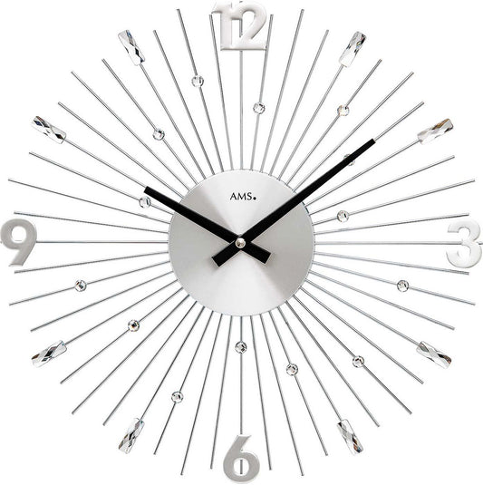 AMS Wanduhr 39x39x5 cm Metall • Elegantes Design • Quarzwerk