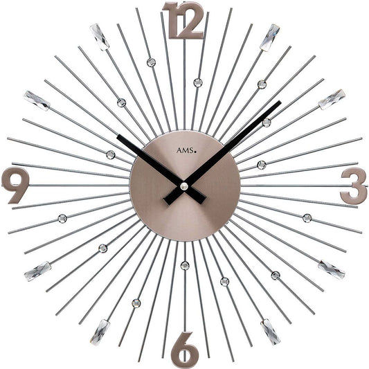 AMS Wanduhr 38,99 cm Ø Metall • Modernes Design • Präzises Quarzwerk