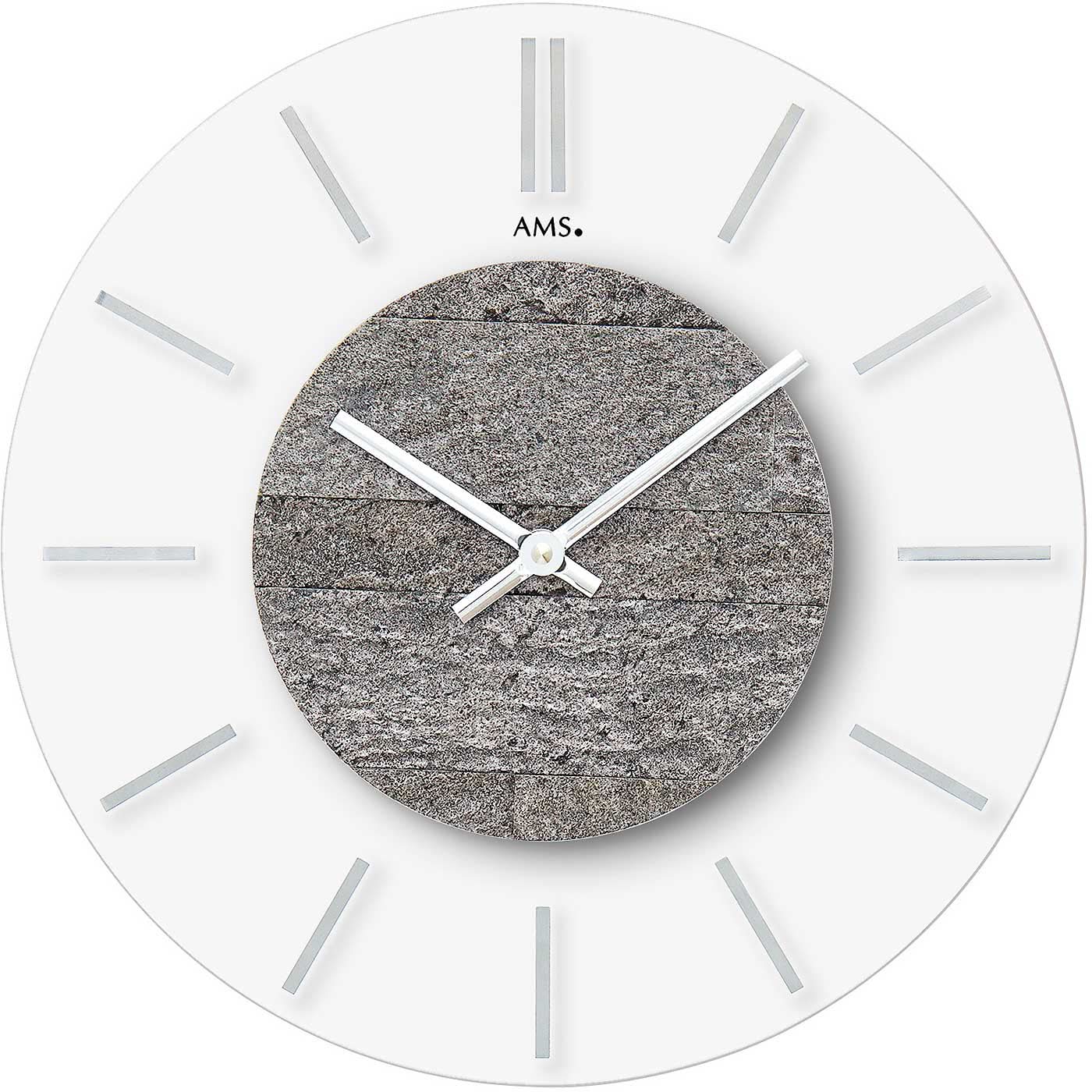 AMS Wanduhr 30x30x4 cm Glas • Modernes Design • Präzises Quarzwerk