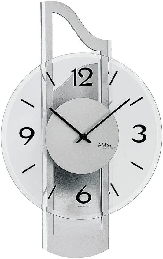 AMS Wanduhr 42x27x9 cm Holz • Modernes Design • Präzises Quarzuhrwerk