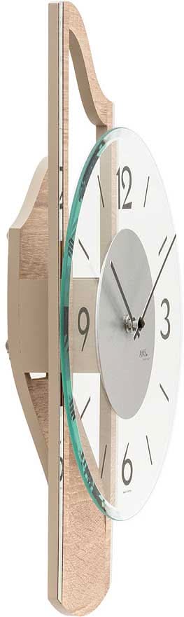 AMS Wanduhr 42x27x9 cm Holz • Modernes Design • Quarzuhrwerk