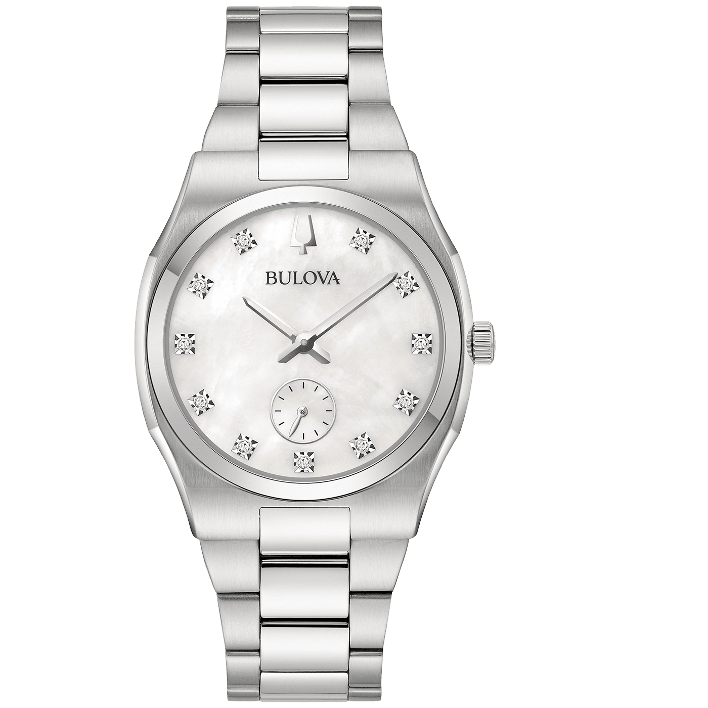 Bulova Surveyor 96P242 Damenuhr Silber • Quarzwerk mit 11 Diamanten • Edelstahlarmband