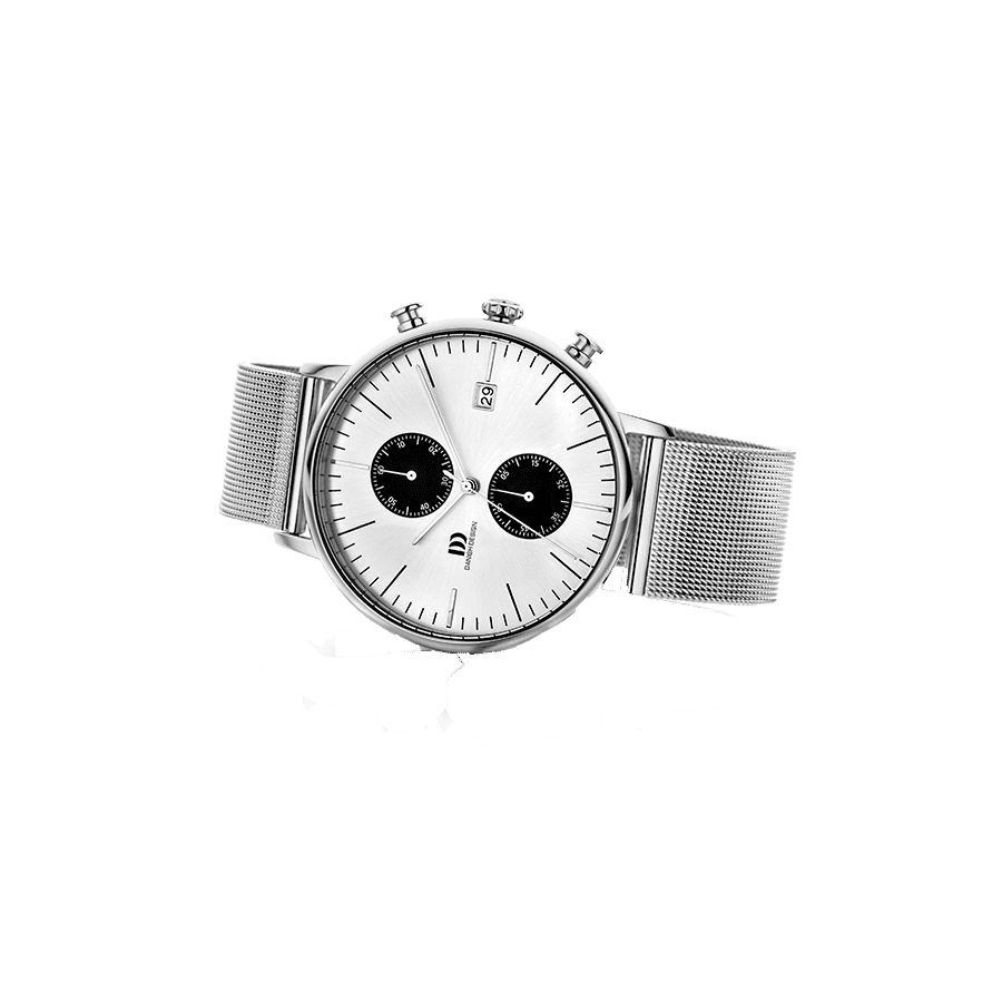 Danish Design Koltur IQ74Q975 Herren Armbanduhr Silber • Chronograph • Milanaise-Armband, Bild 2
