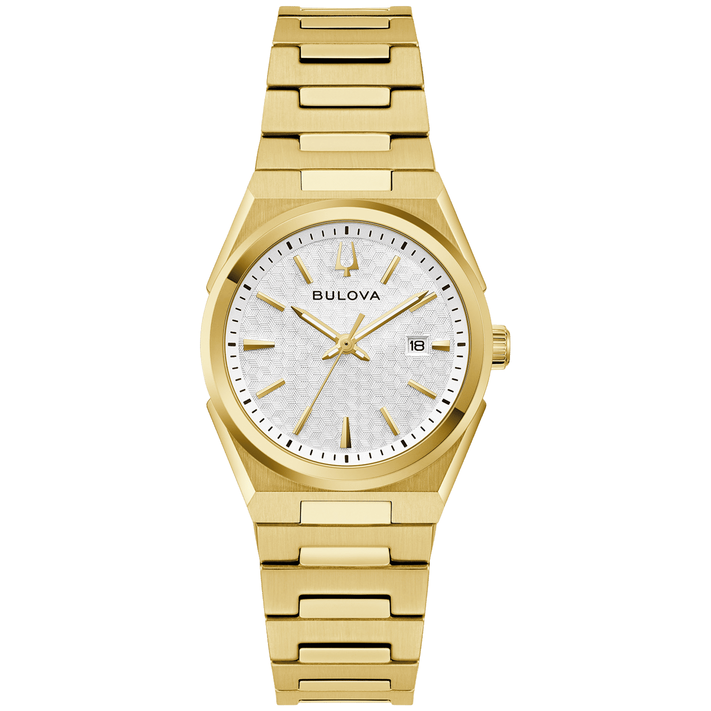 Bulova Classic 97M123 Damenuhr Weiß • Goldplattiertes Edelstahlgehäuse • Datum