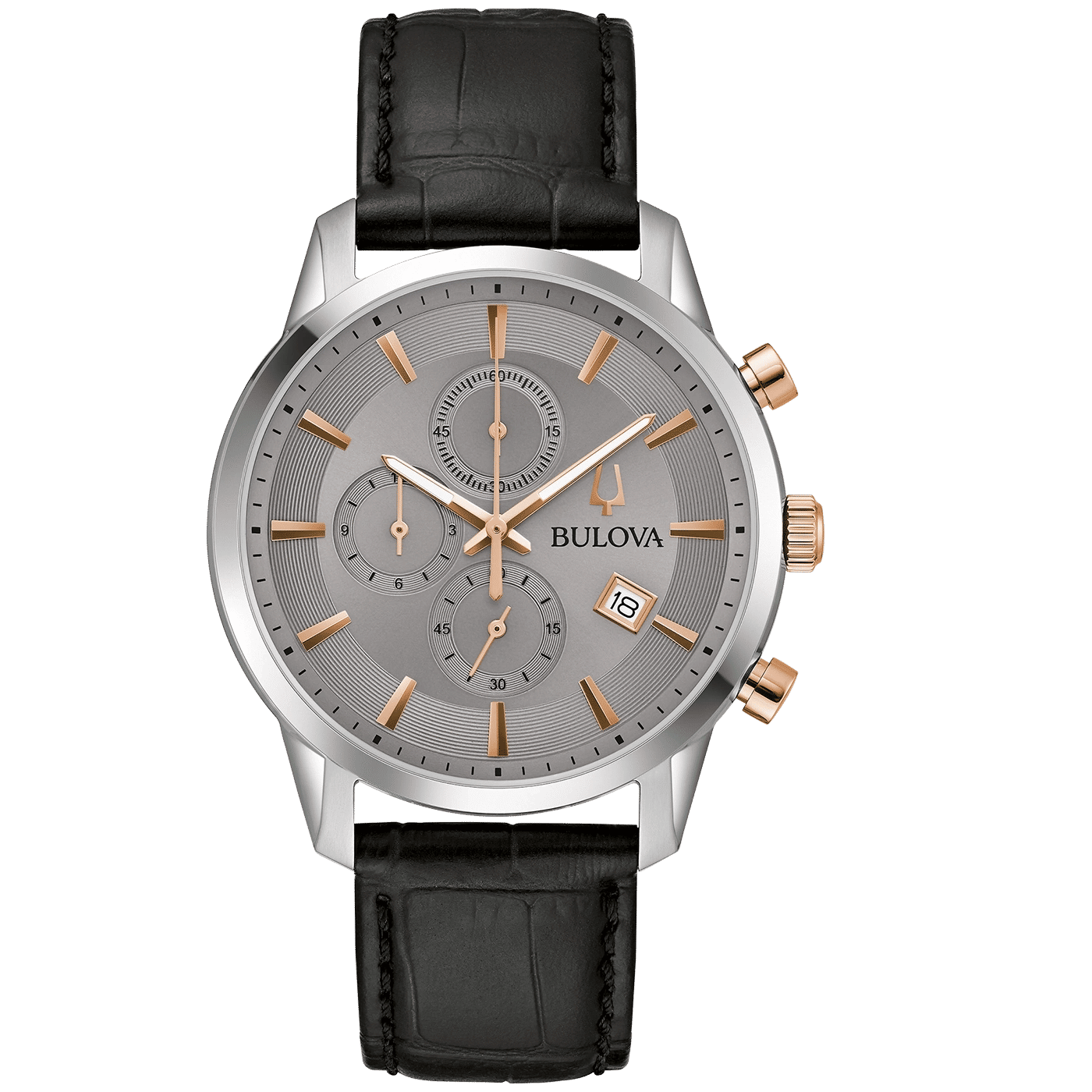 Bulova Sutton 98B409 Herrenuhr Grau • Chronograph • Edelstahlgehäuse