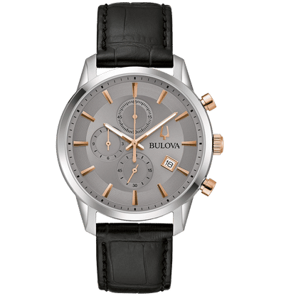 Bulova Sutton 98B409 Herrenuhr Grau • Chronograph • Edelstahlgehäuse