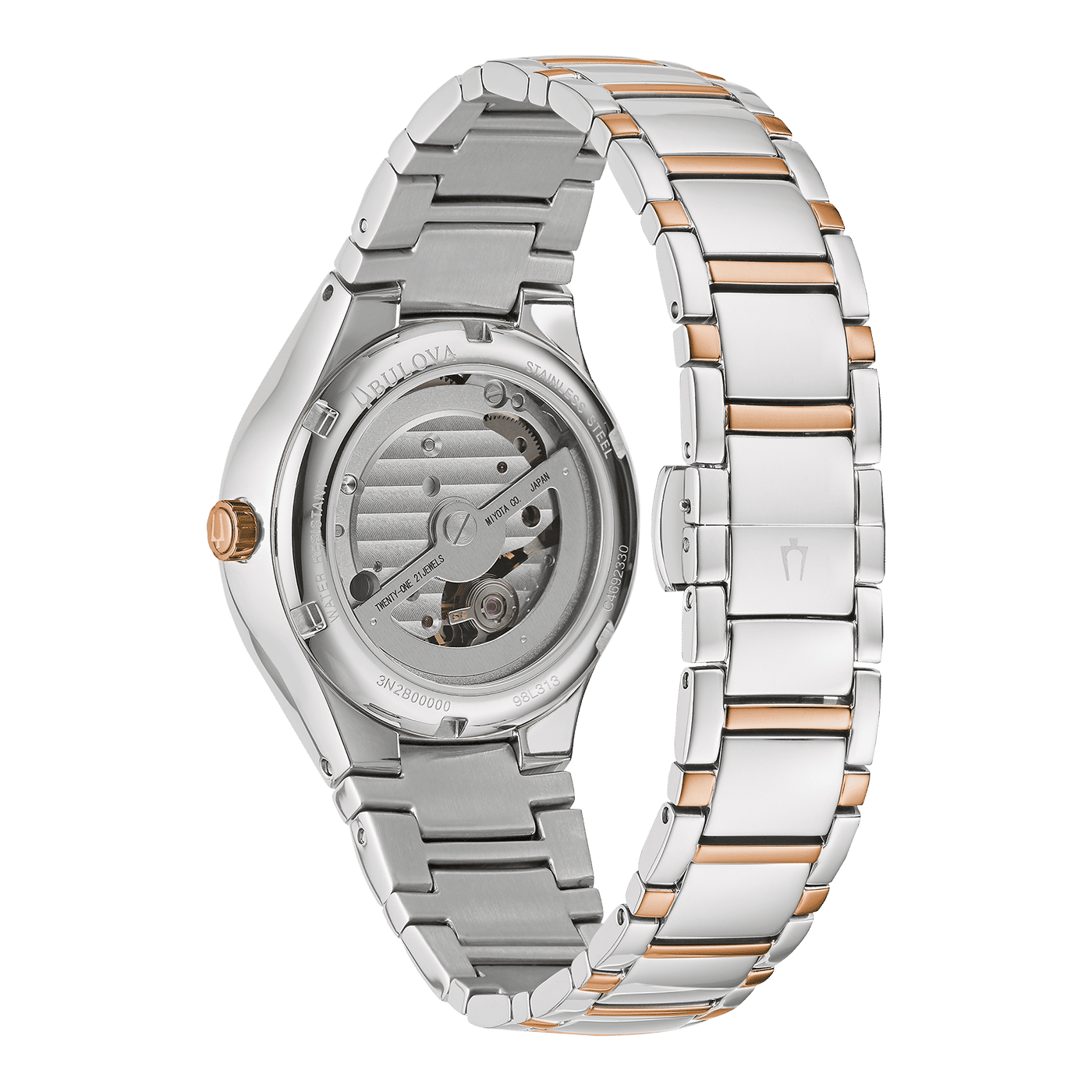 Bulova Sutton 98L313 Damenuhr Silber • Automatikwerk mit Glasboden • Bicolor Edelstahlarmband, Bild 3