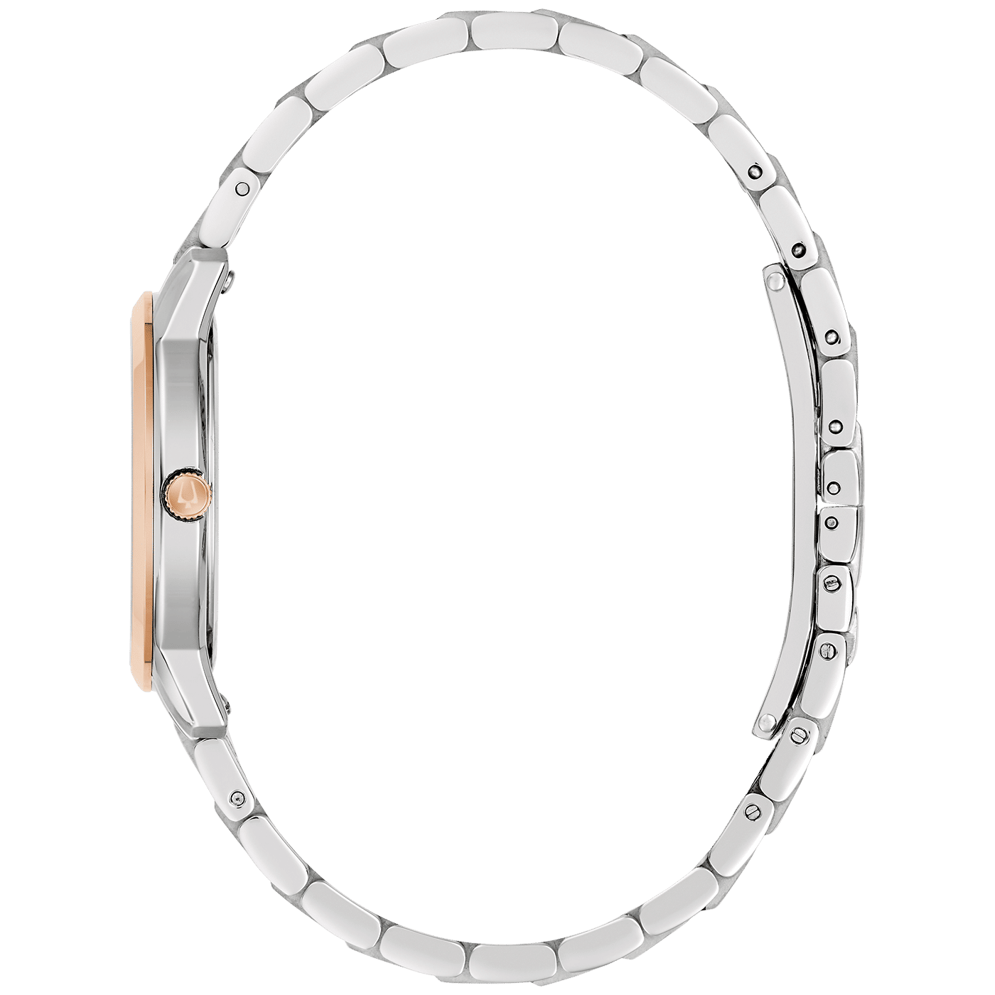 Bulova Classic 98M140 Damenuhr Silber • Bicolor Roségold • Gebogenes Kristallglas, Bild 2