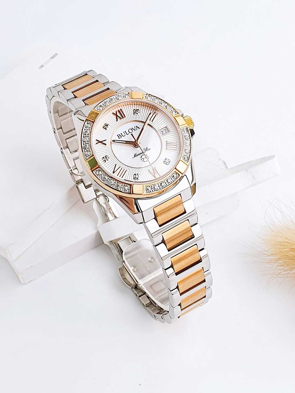Bulova Marine Star 98R234 Damen Armbanduhr Bicolor • Saphirglas • 23 Diamant-Akzente, Bild 3