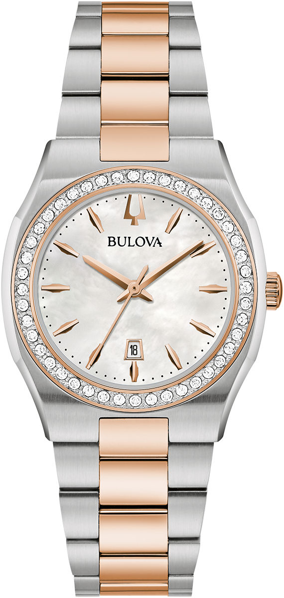 Bulova Surveyor 98R283 Damenuhr Bicolor • Diamant-Lünette • Perlmutt-Zifferblatt