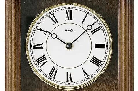 AMS Wanduhr 53x27x10 cm Holz • Präzises Quarzwerk • Autom. Nachtabschaltung