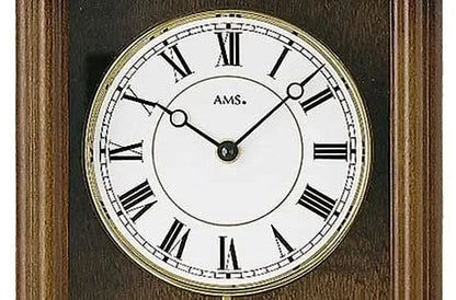 AMS Wanduhr 53x27x10 cm Holz • Präzises Quarzwerk • Autom. Nachtabschaltung