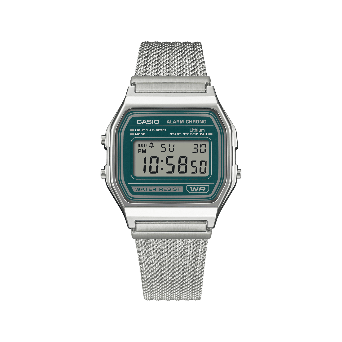 Casio Vintage A158WEM-3EF Armbanduhr Grün • Mesh-Armband • Stoppuhr, Bild 6