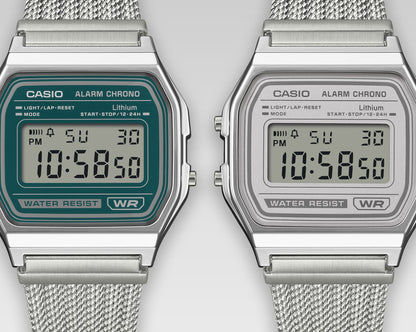 Casio Vintage A158WEM-7EF Armbanduhr Grün • Mesh-Armband • Digitalanzeige, Bild 5