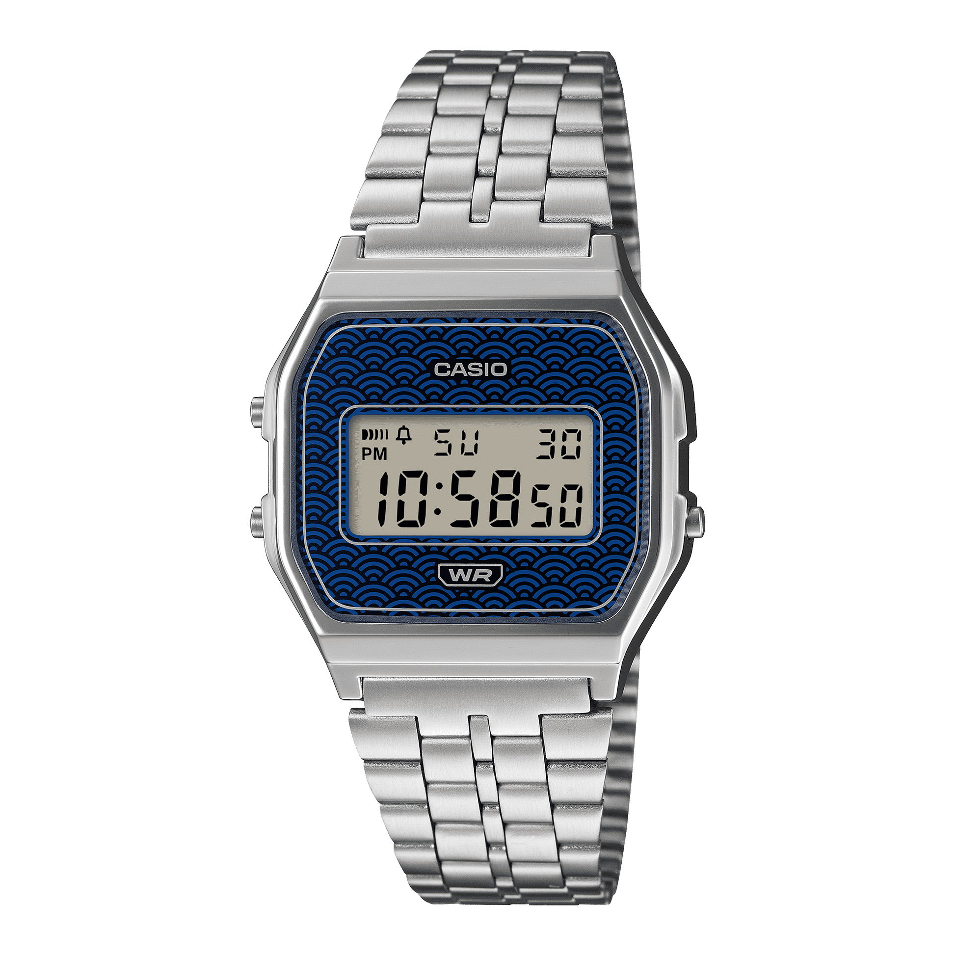 Casio Vintage A159WEVJ-2EF Armbanduhr Dunkelblau • Seigaiha-Muster • Made in Japan, Bild 2