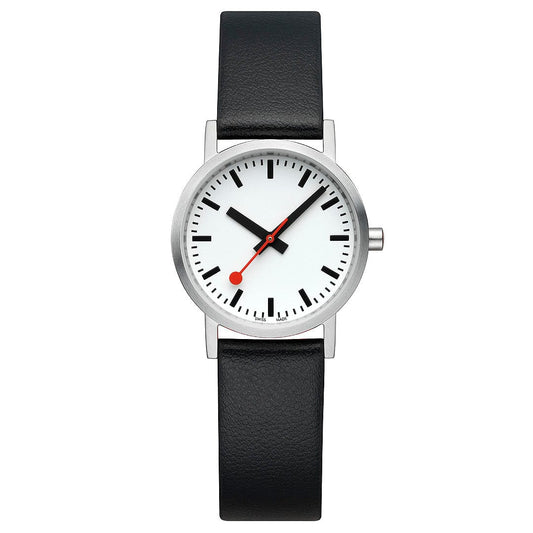 Mondaine Classic A658.30323.16OMV Damen Armbanduhr Schwarz • Veganes Traubenleder • Swiss Made