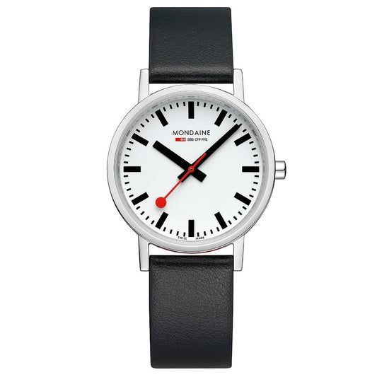 Mondaine Classic A660.30314.11SBBV Damen Armbanduhr Schwarz • Veganes Traubenlederarmband • Swiss Made