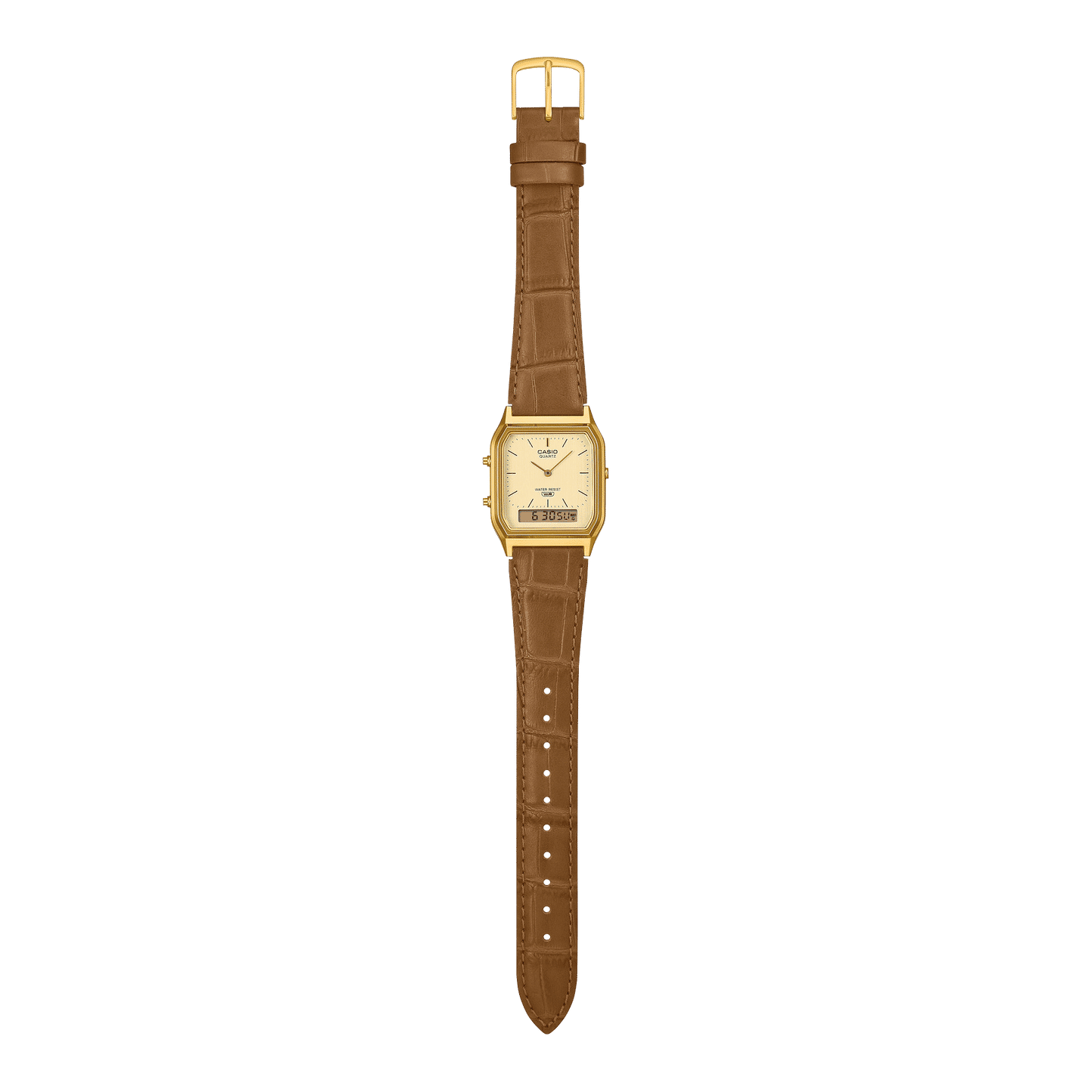 Casio Vintage AQ-230EGL-9AEF Armbanduhr Gold • Analog-Digital • Echtlederarmband, Bild 4