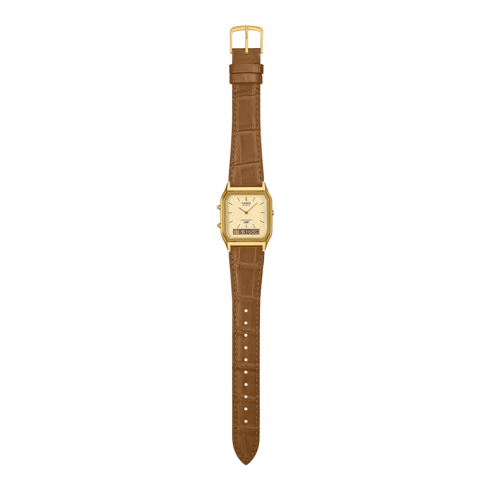 Casio Vintage AQ-230EGL-9AEF Armbanduhr Gold • Analog-Digital • Echtlederarmband, Bild 4