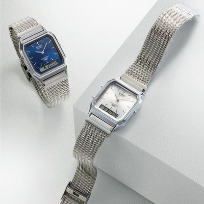 Casio Vintage AQ-230EM-7AEF Armbanduhr Silber • Mesh-Armband • Analog-Digital, Bild 8