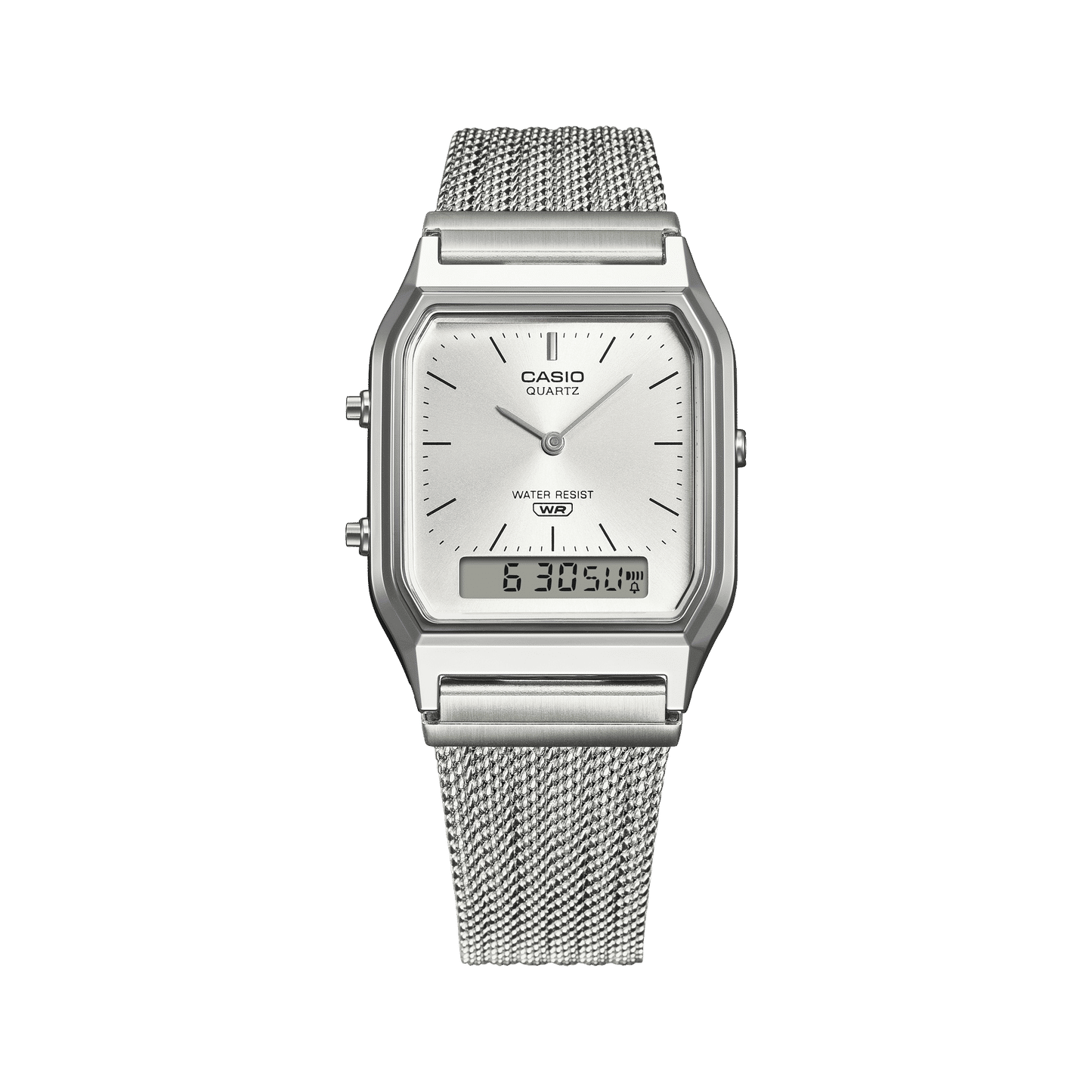 Casio Vintage AQ-230EM-7AEF Armbanduhr Silber • Mesh-Armband • Analog-Digital, Bild 6
