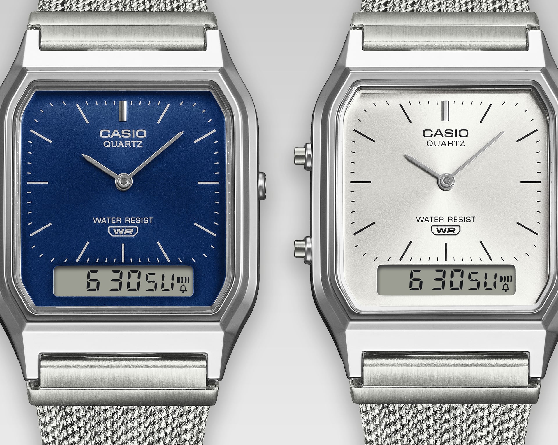 Casio Vintage AQ-230EM-7AEF Armbanduhr Silber • Mesh-Armband • Analog-Digital, Bild 5