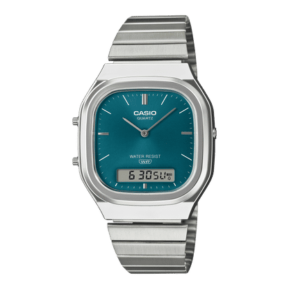Casio Vintage AQ-240E-3AEF Armbanduhr Silber • Analog-Digital • Retro-modernes Design, Bild 2