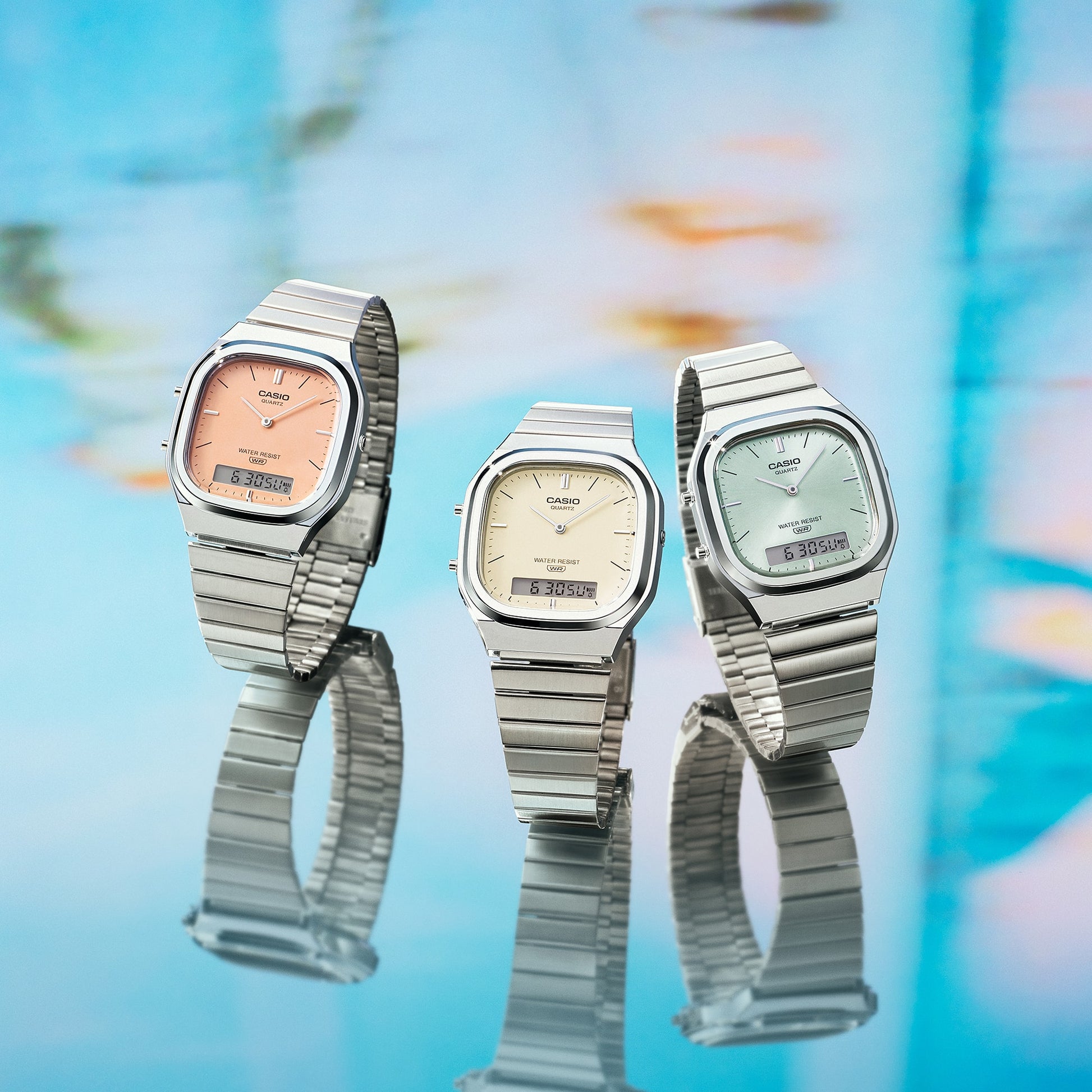 Casio Vintage AQ-240E-2AEF Armbanduhr Hellblau • Analog-Digital • Retro-modern, Bild 4