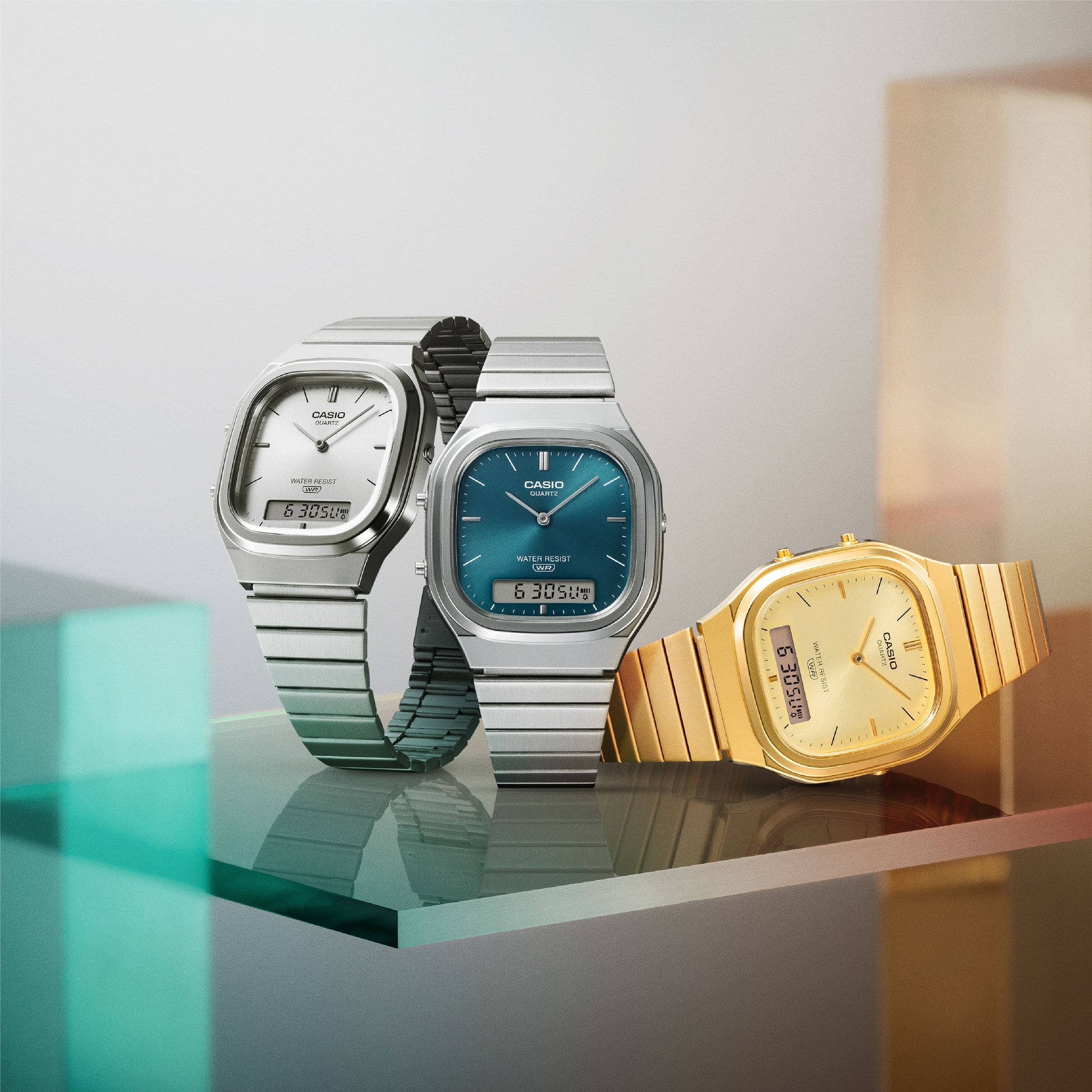 Casio Vintage AQ-240E-3AEF Armbanduhr Silber • Analog-Digital • Retro-modernes Design, Bild 9