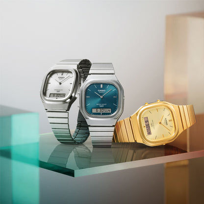 Casio Vintage AQ-240E-7AEF Armbanduhr Silber • Analog-Digital • Retro-modernes Design, Bild 9