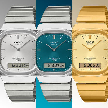 Casio Vintage AQ-240E-3AEF Armbanduhr Silber • Analog-Digital • Retro-modernes Design, Bild 7