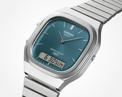 Casio Vintage AQ-240E-3AEF Armbanduhr Silber • Analog-Digital • Retro-modernes Design, Bild 5