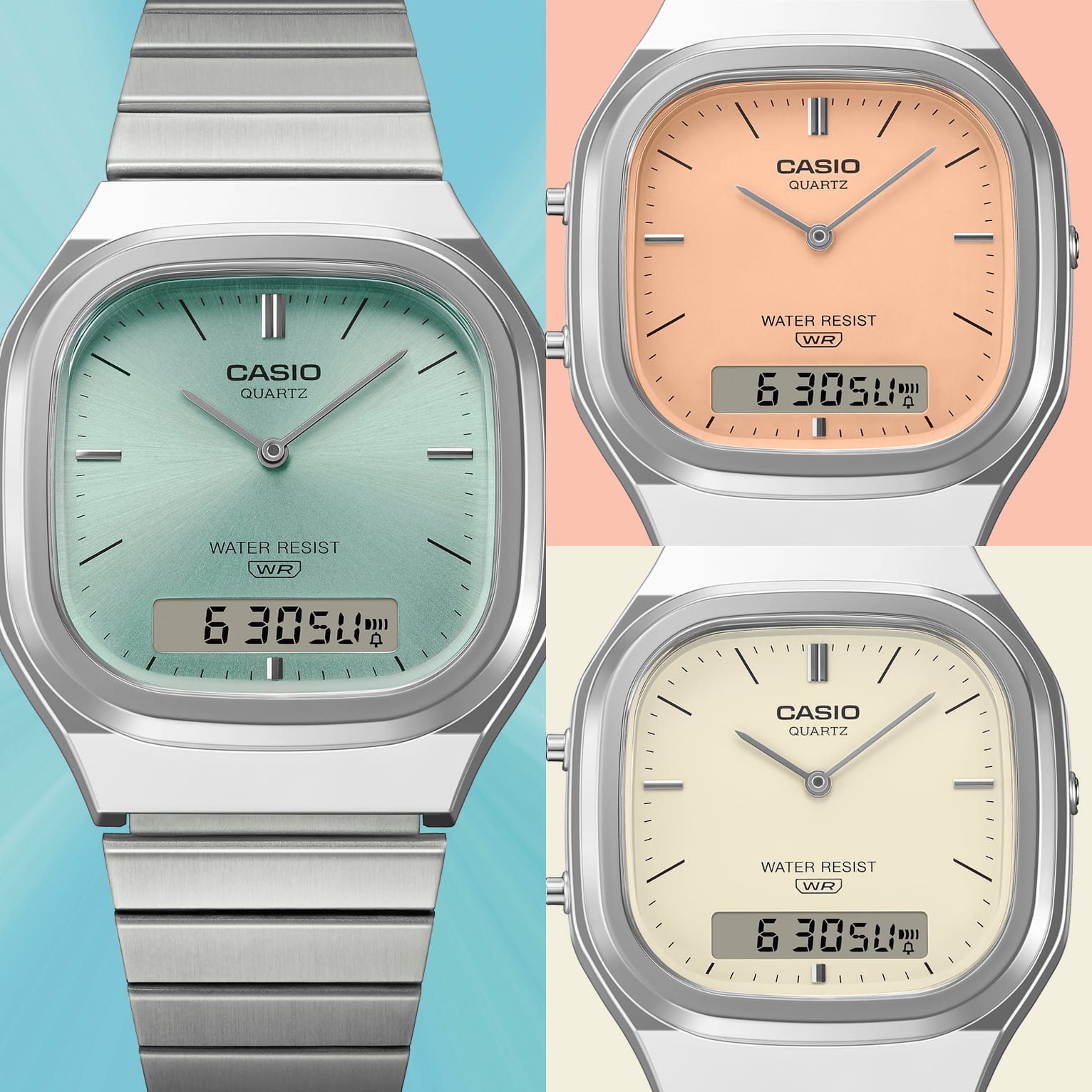 Casio AQ-240E-7A2EF Edgy Collection Armbanduhr Crème • Analog-Digital • Retro-Moderne Ästhetik, Bild 6