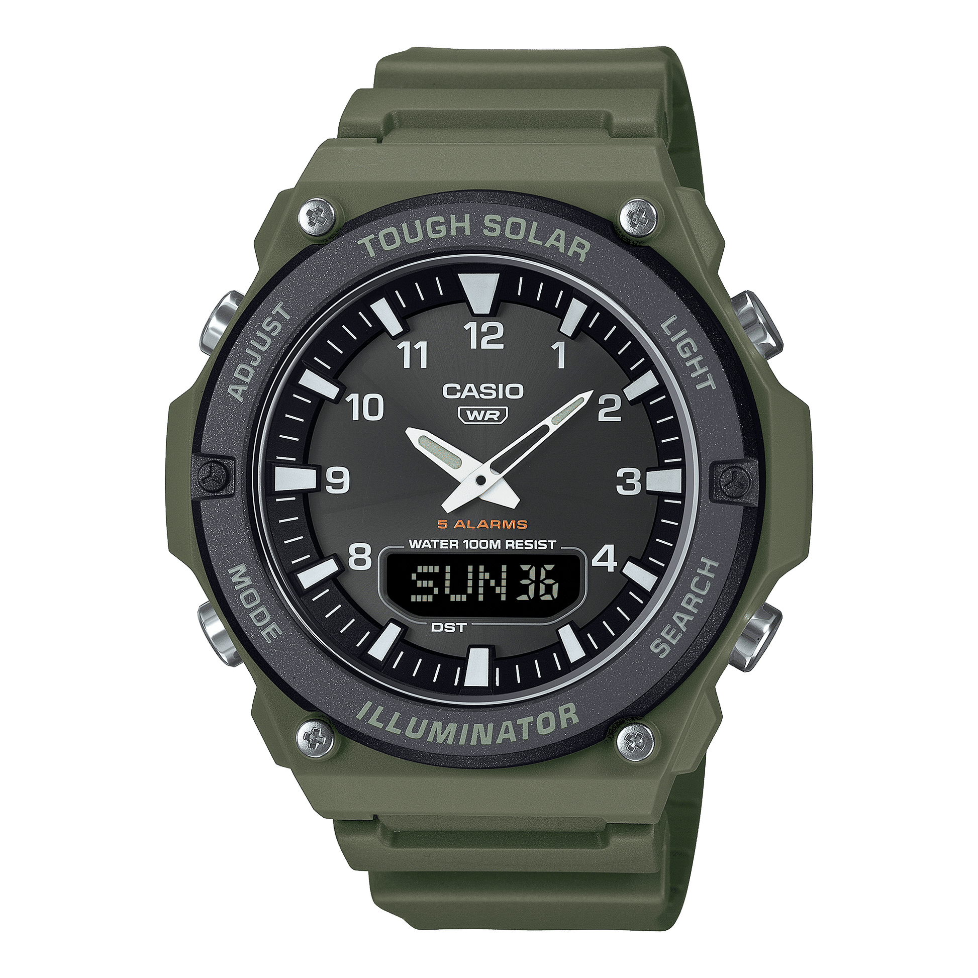 Casio Vintage AQ-S820W-3BVEF Armbanduhr Grün • Solarantrieb • Weltzeit, Bild 2