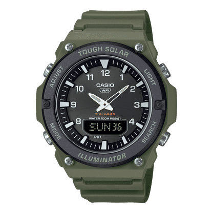 Casio Vintage AQ-S820W-3BVEF Armbanduhr Grün • Solarantrieb • Weltzeit, Bild 2