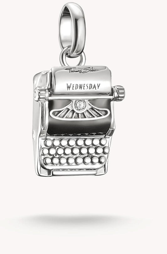 Wednesday Typewriter Zirconia Connect Silver Charm Pendant for Bracelets - Thomas Sabo Model: CC1315-691-11
