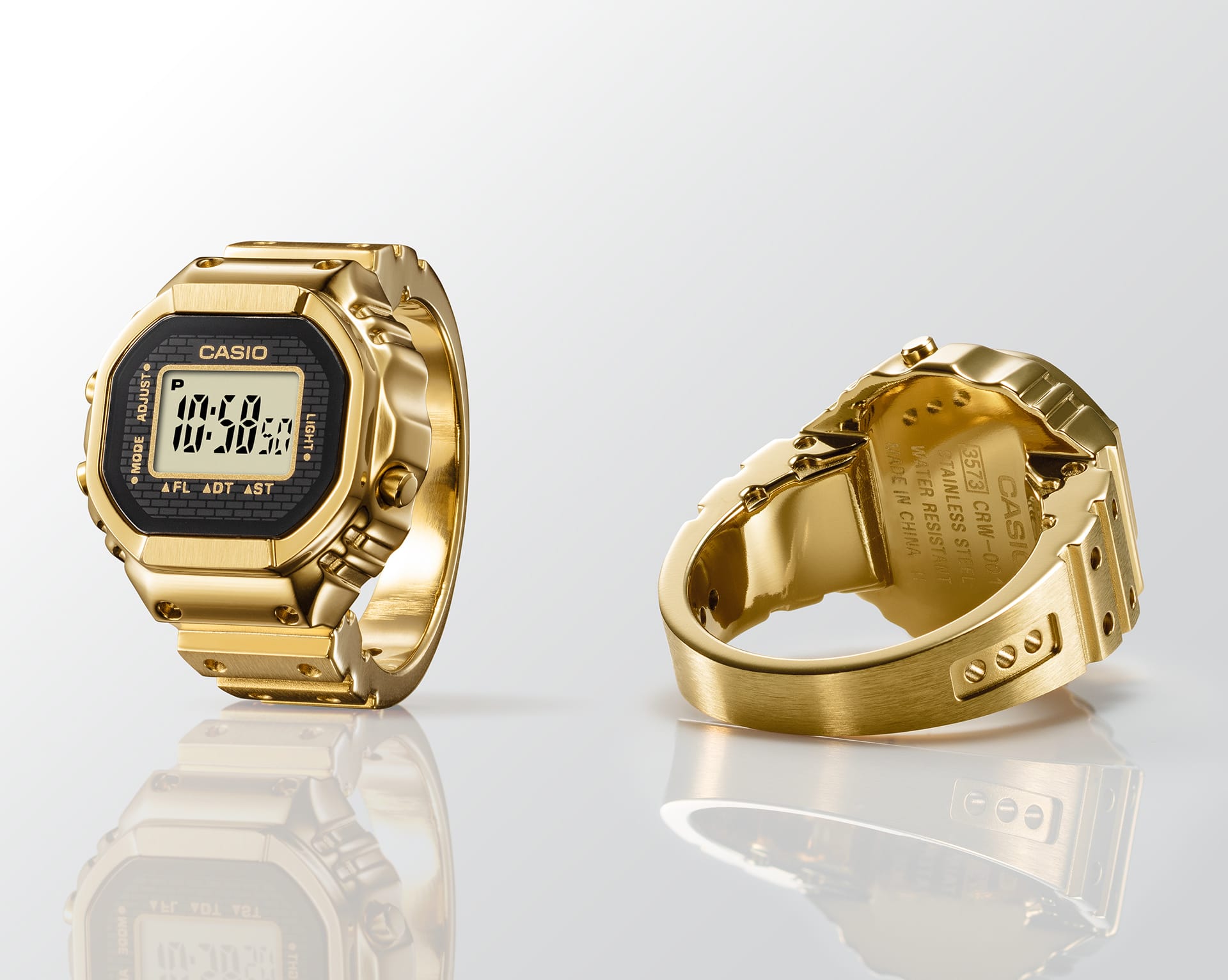 Casio CRW-001G-9ER Ringuhr Digital Goldfarben • Goldionenbeschichtung • Dual-Zeit & Stoppuhr, Bild 4