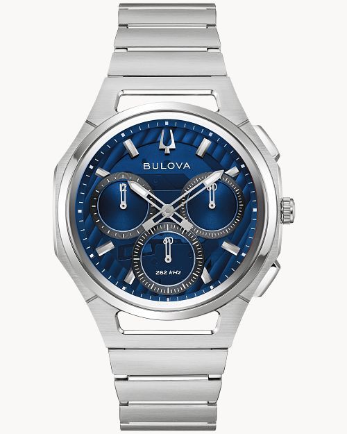 Bulova Curv 96A339 Herren Armbanduhr Blau • Saphirglas mit Doppelkrümmung • Hochpräzisions-Quarzwerk