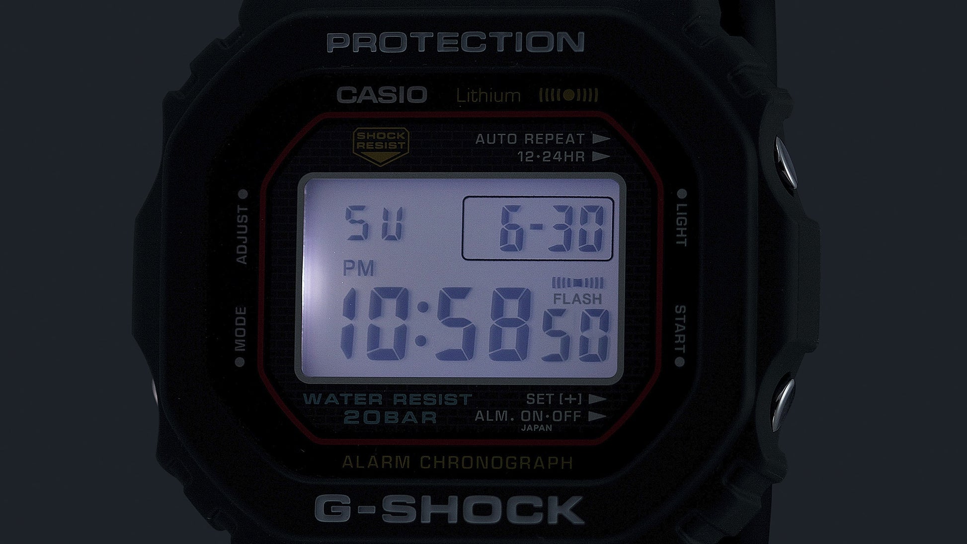 Casio DW-5000R-1AER G-Shock Herrenuhr Schwarz • Digitaler Chronograph • 20 bar wasserdicht, Bild 9
