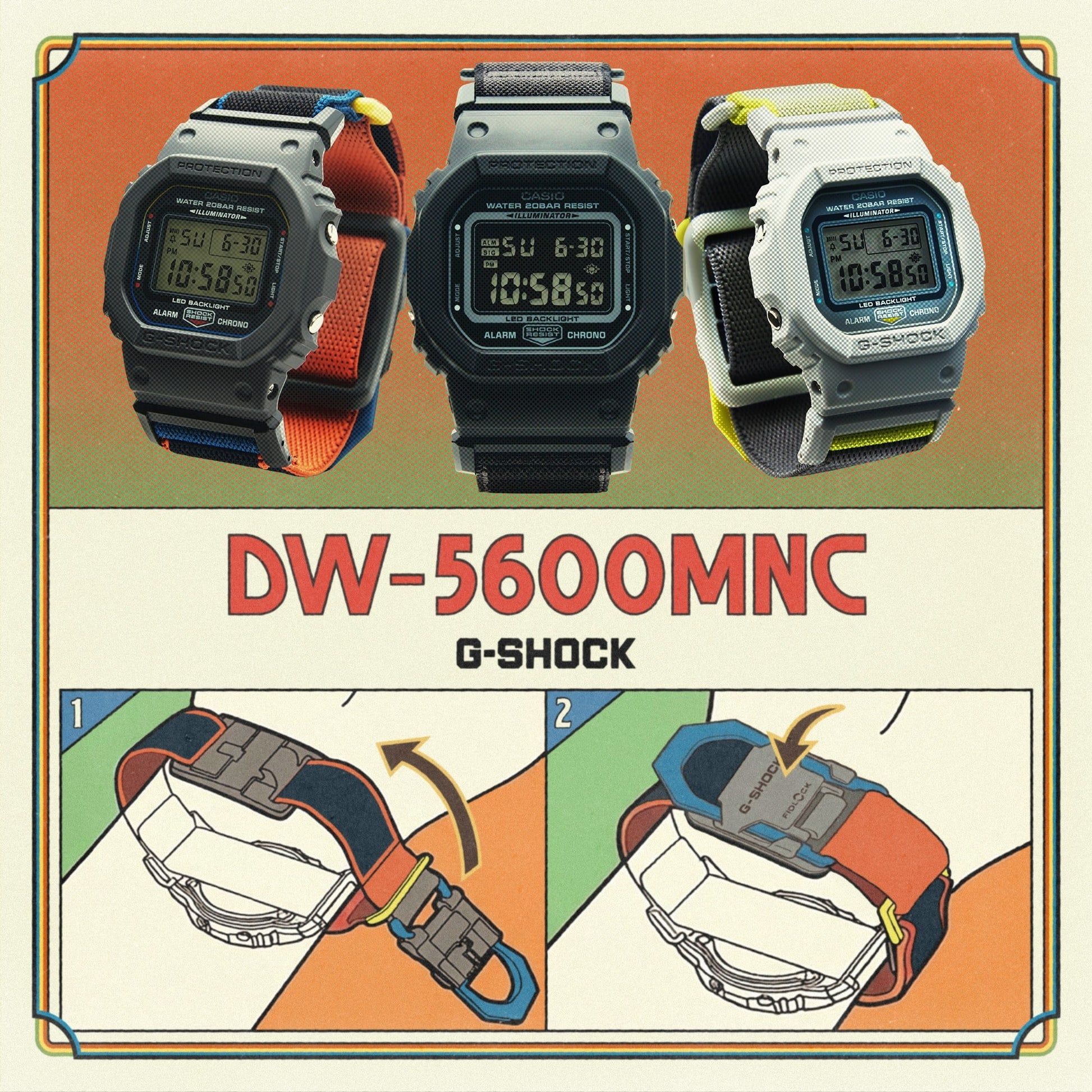 Casio DW-5600MNC-8A2ER G-Shock Origin Armbanduhr Anthrazit/Blau • FIDLOCK® Magnetschließe • Biobasiertes Resin, Bild 11