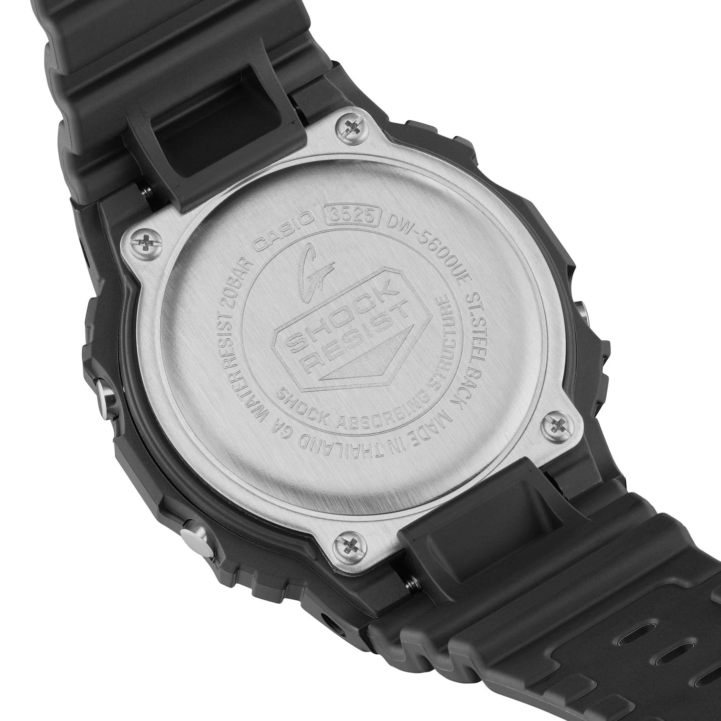 Herren Casio G-Shock Digitaluhr Rückseite mit Metallboden und Schrauben