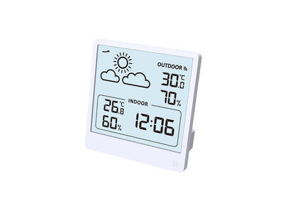 JVD Tischuhr 9,33x9x4,4 cm Kunststoff • Wetterstation • Geräuschlos