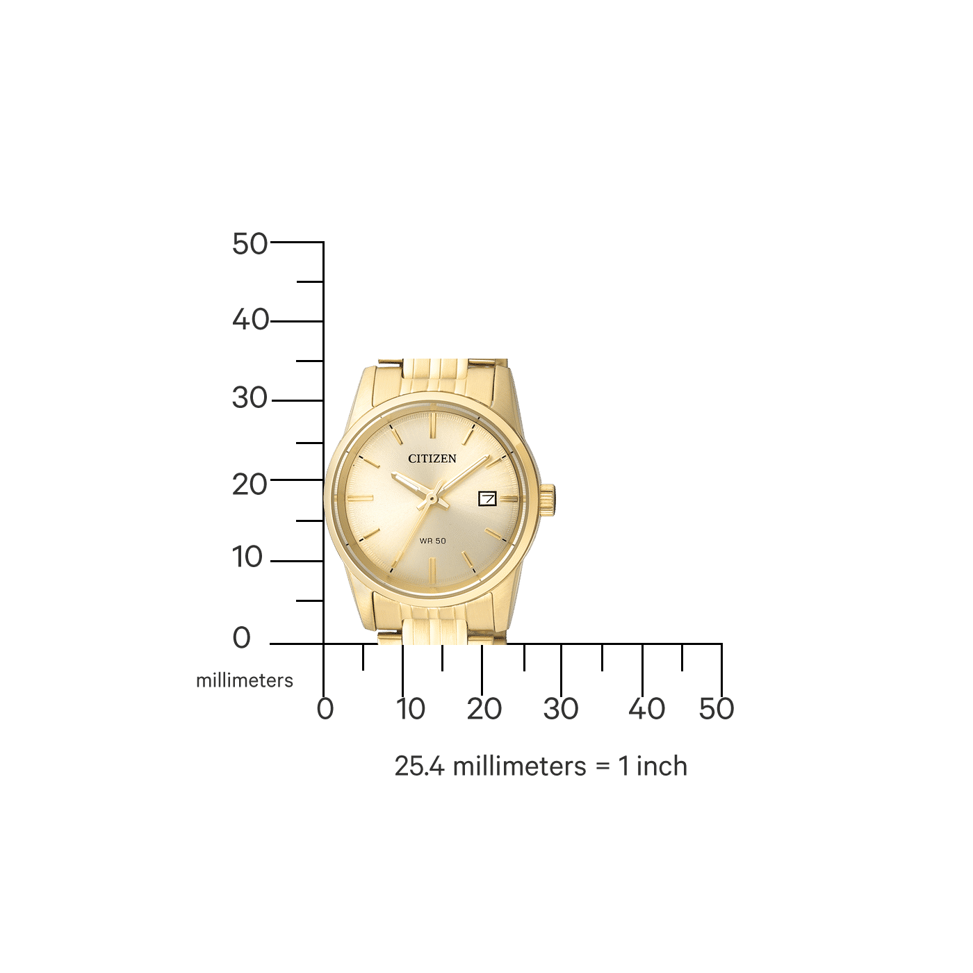 Citizen EU6002-51P Damenuhr Champagner • Quarzwerk mit Datumsanzeige • Edelstahlgehäuse vergoldet, Bild 2