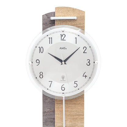 AMS Funk F5334 Wanduhr • Funk-Pendelwerk • Holzgehäuse