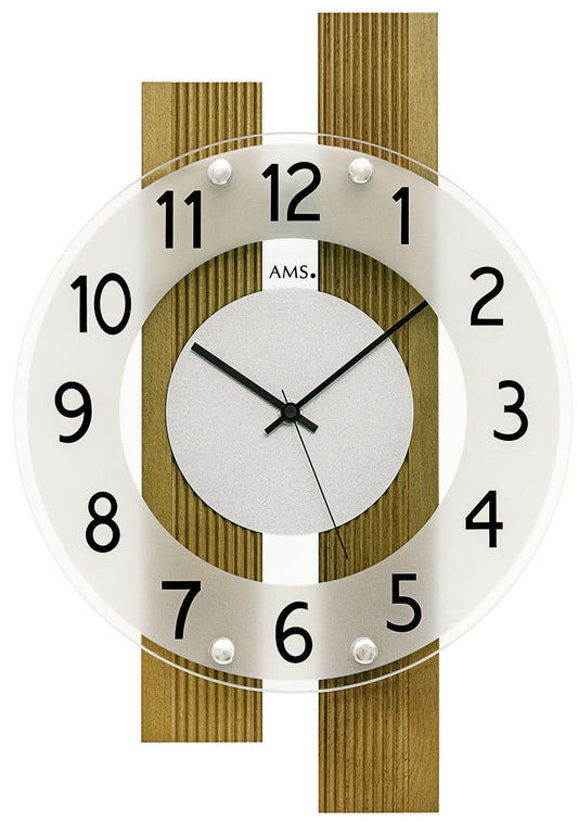 AMS Wall Clock 41x28x5 cm Wood • Radio-Controlled Time Setting • Modern Design